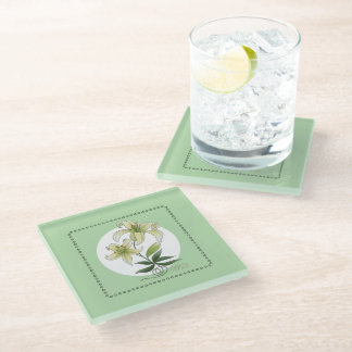 Lilies Glass Coaster