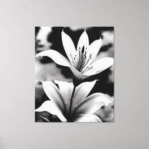 Lilies in Black and White Canvas Print