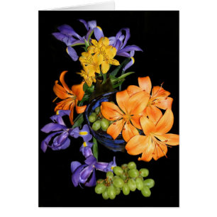 Lilies, irises and grapes