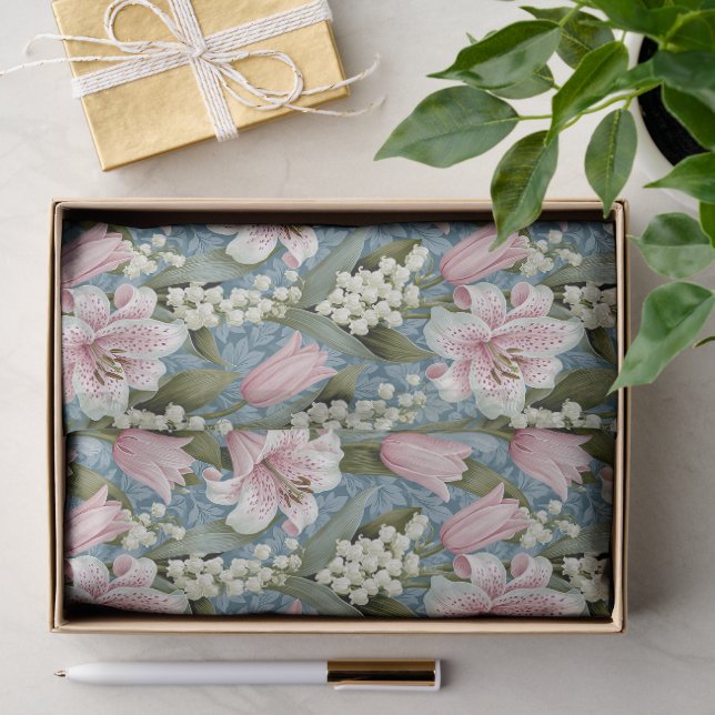 Lilies, lily of the valley tulip flower pattern tissue paper (Gift)