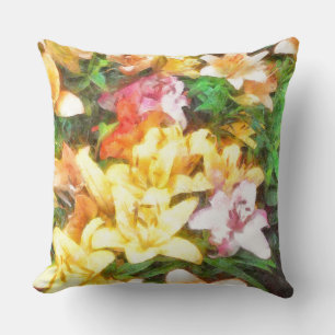 Lilies Love and Light Watercolor Cushion