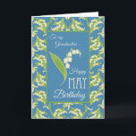 Lilies May Birthday Card, Blue: Grandmother Card<br><div class="desc">A pretty May Birthday Card for a Grandmother,  with patterns of Lilies-of-the Valley on a Blue background; from the Posh & Painterly 'For the Love of Lilies' collection.</div>