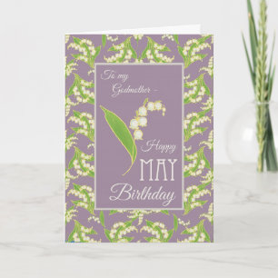 Lilies May Birthday Card, Mauve: Godmother Card