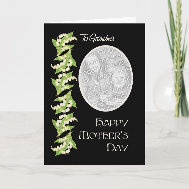 Lilies Mothers Day Photo Card, Black: for Grandma Card (Front)