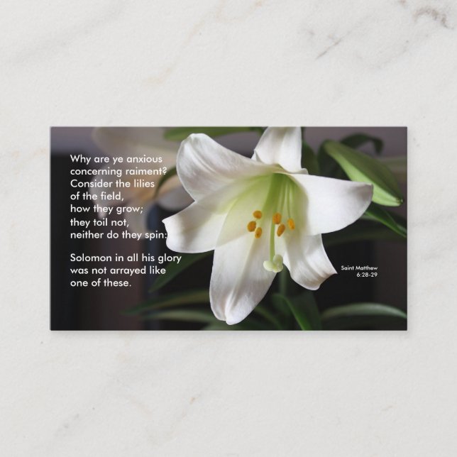 Lilies of the Field - Prayer Card (Front)