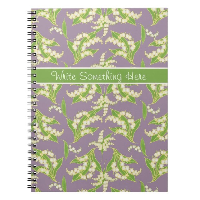 Lilies of the Valley Pattern on Mauve Spiral Notebook (Front)