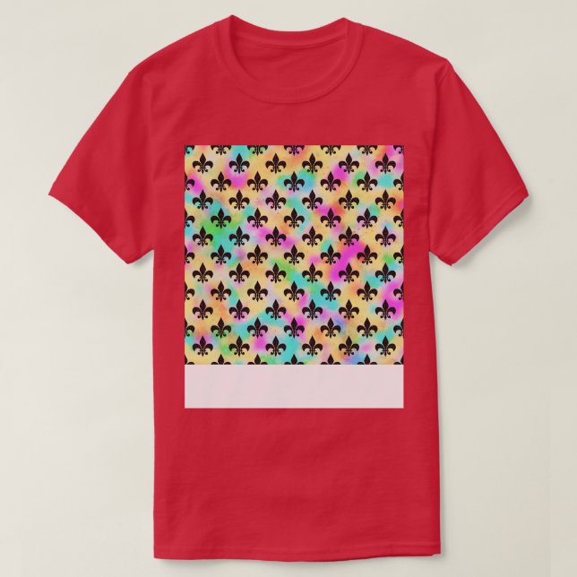 Lilies On Colourful 80s Colours Pattern T-Shirt (Design Front)