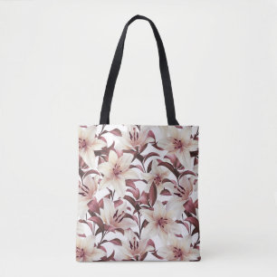 Lilies on white. Floral pattern Tote Bag