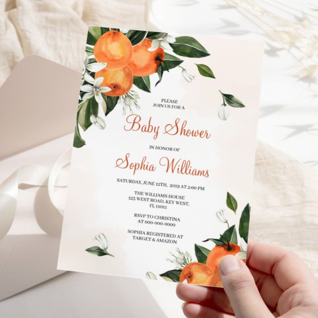 Lilies & Orange Floral Baby Shower Invitation (Creator Uploaded)