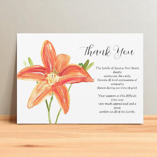 Lilies Orange Floral Funeral Death Thank you  Invitation
