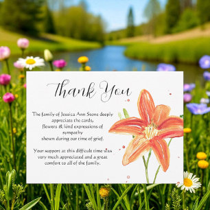 Lilies Orange Floral Funeral Death Thank you  Invitation