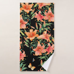 Lilies seamless background pattern.  bath towel