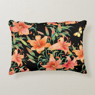 Lilies seamless background pattern. decorative cushion