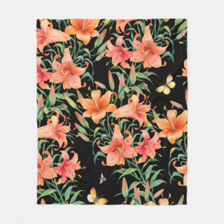 Lilies seamless background pattern.  fleece blanket