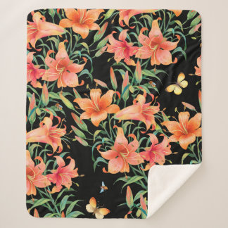 Lilies seamless background pattern.  sherpa blanket