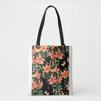 Lilies seamless background pattern.  tote bag