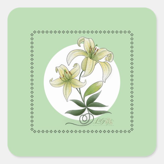 Lilies Square Sticker (Front)