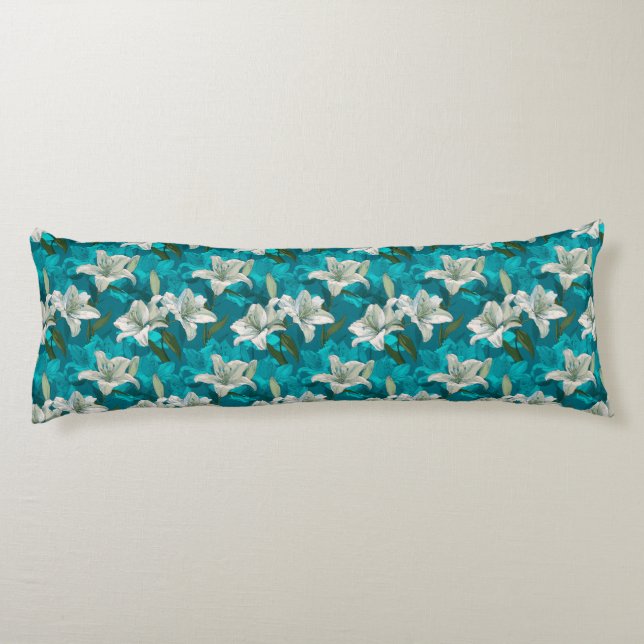 Lilies Texture Office Decor Retro Floor Body Cushion (Back)