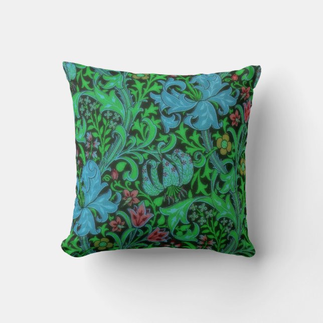Lilies Vintage Floral Pattern Cushion (Front)