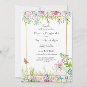 Lilies Watercolor Wedding Invitation