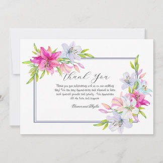 Lilies Watercolor Wedding Thank You Card