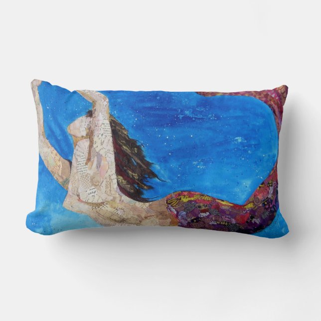Lilith - mermaid collage art lumbar cushion (Front)