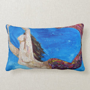 Lilith - mermaid collage art lumbar cushion