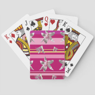 Lilium Flowers Stripes Classic Playing Cards