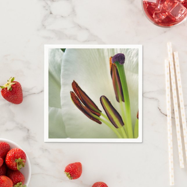 Lilium Oriental White Paper Napkins (Insitu)