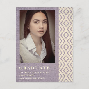 Lillac Boho Texture Photo Unisex Graduation Announcement Postcard