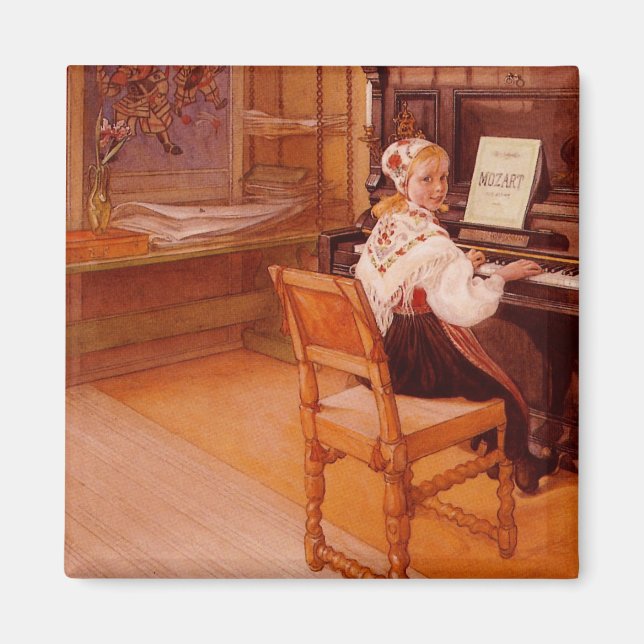 Lillanna Practicing Mozart on Piano Magnet (Front)