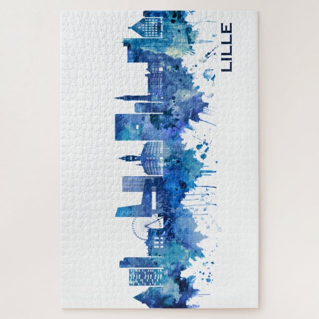 Lille France Skyline Blue Jigsaw Puzzle (Vertical)