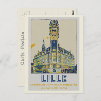 Lille iconic building illustration France Postcard