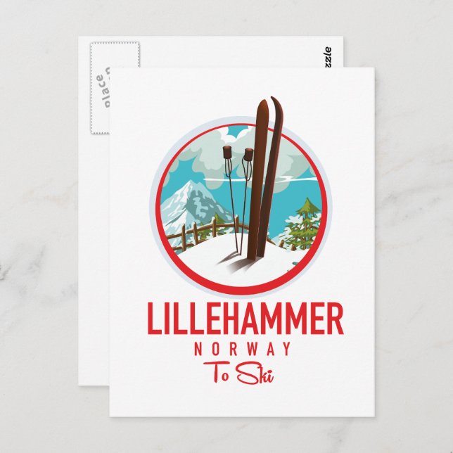 Lillehammer Norway Ski logo Postcard (Front/Back)