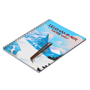 Lillehammer Norway Ski poster. Notebook