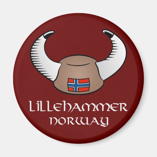 Lillehammer Norway Viking Hat Magnet (Front)