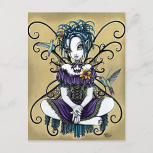 "Lillian" Gothic Hummingbird Fairy Art Postcard