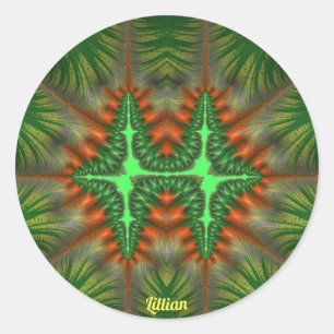 LILLIAN PRETTY 3D! Red and Green ~ Classic Round Sticker