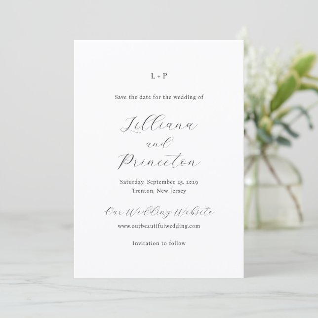 Lilliana Elegant Modern Wedding Save The Date (Standing Front)