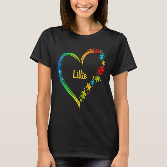 Lillie autism awareness heart puzzle idea 2020 T-Shirt (Front)