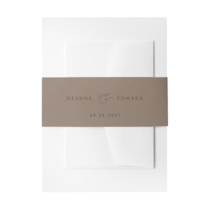 LILLIE Elegant Mocha Brown Wedding Invitation Belly Band