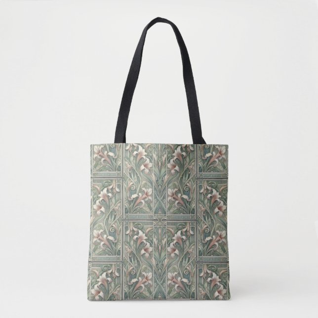 Lillies Dream Art Nouveau half drop Tote Bag (Front)