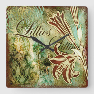 Lillies Square Wall Clock