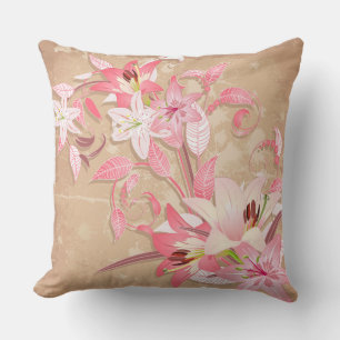 Lillium Floral Illustration Throw Pillow