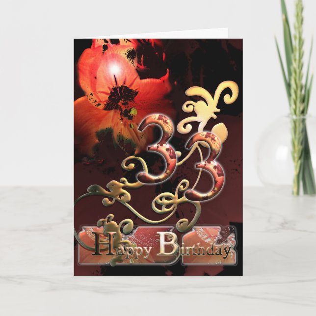 Lilly Dream flower Happy  33 Birthday ornate Card (Front)