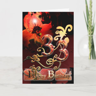 Lilly Dream flower Happy 33 Birthday ornate Card