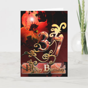 Lilly Dream flower Happy 37 Birthday ornate Card