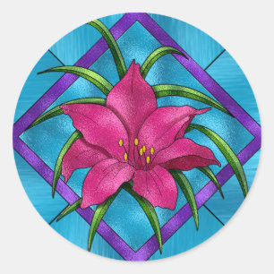 Lilly in Stained Glass Classic Round Sticker