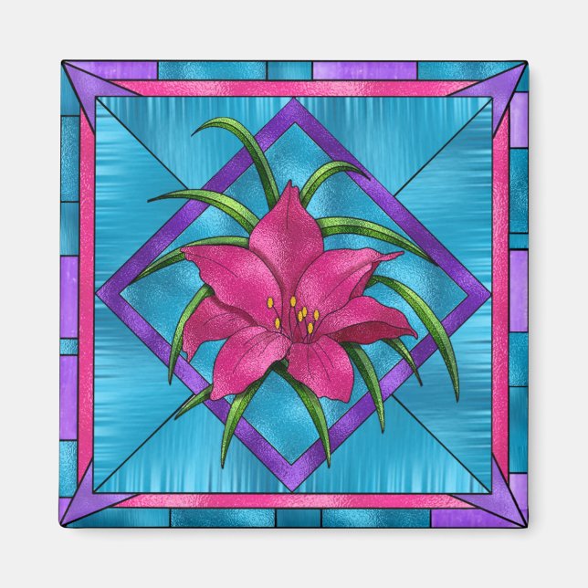 Lilly in Stained Glass Magnet (Front)