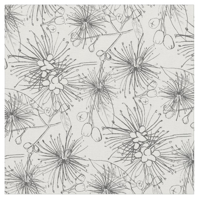 Lilly pilly botanical sketched repeat pattern fabric (Close Up)